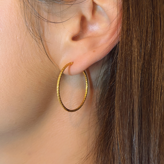 LARGE 22 KARAT GOLD HOOP EARRINGS