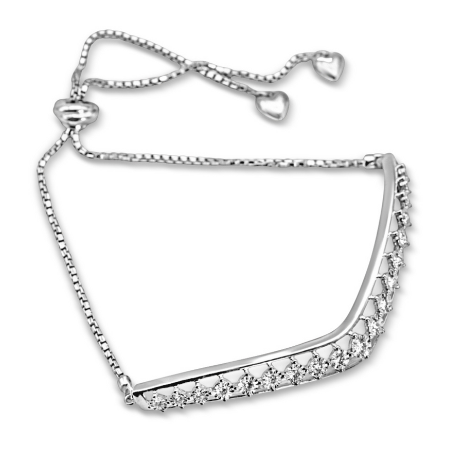 14 KARAT SOLID WHITE GOLD ADJUSTABLE DIAMOND BRACELET