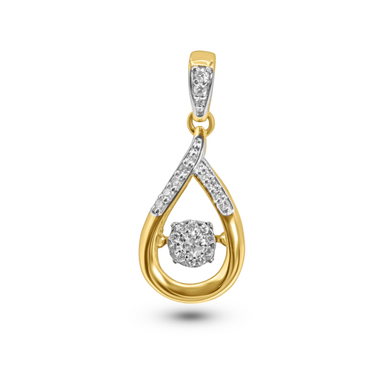 14 KARAT YELLOW GOLD DANCING DIAMOND PENDANT