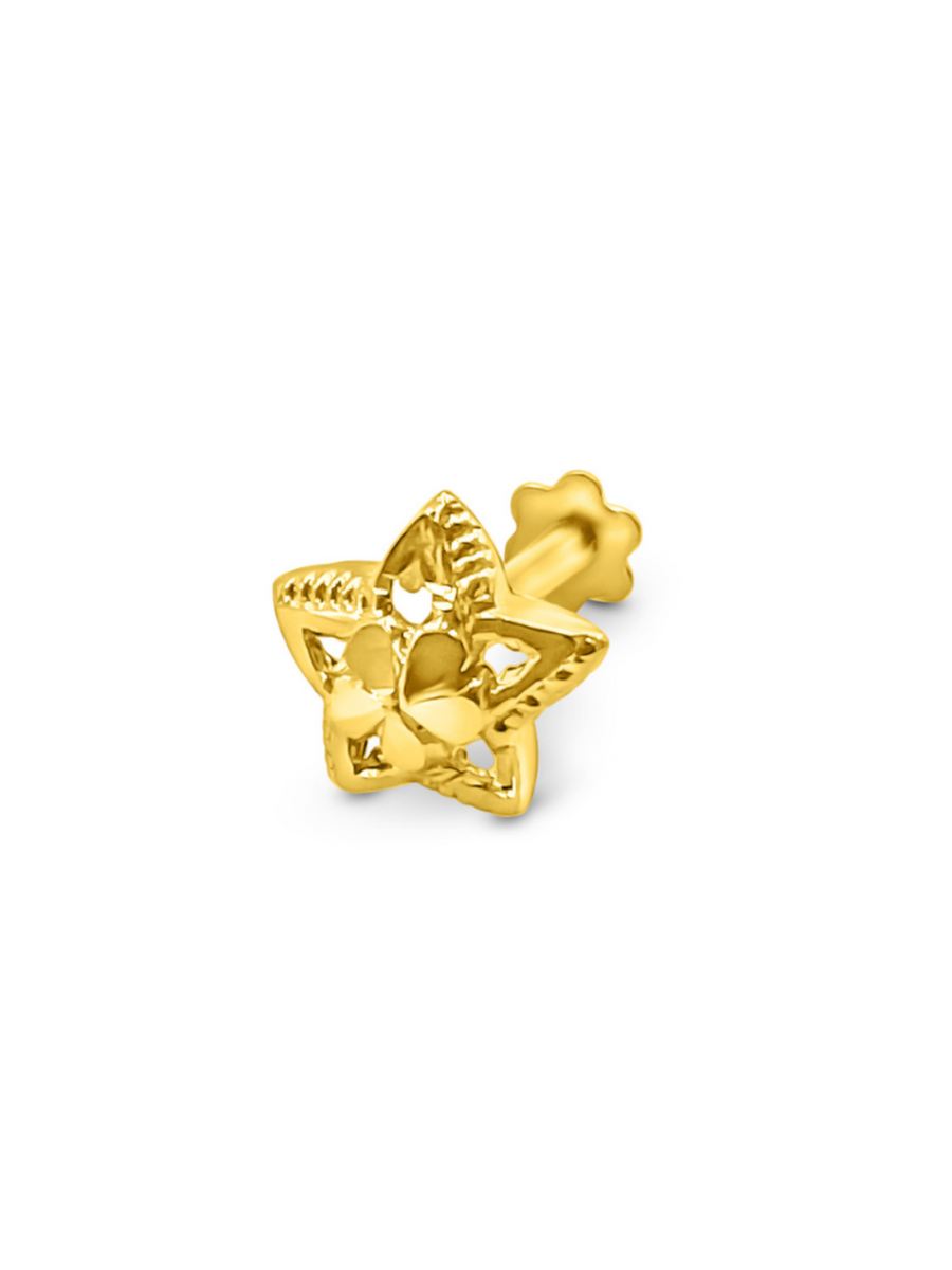 18 KARAT SOLID GOLD STAR STUD