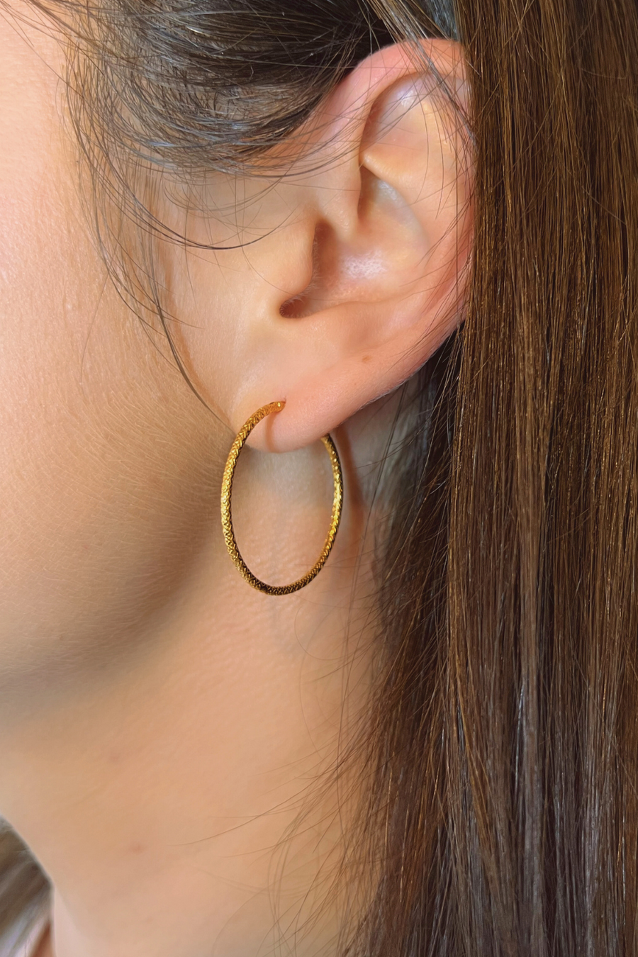 LARGE 22 KARAT GOLD HOOP EARRINGS