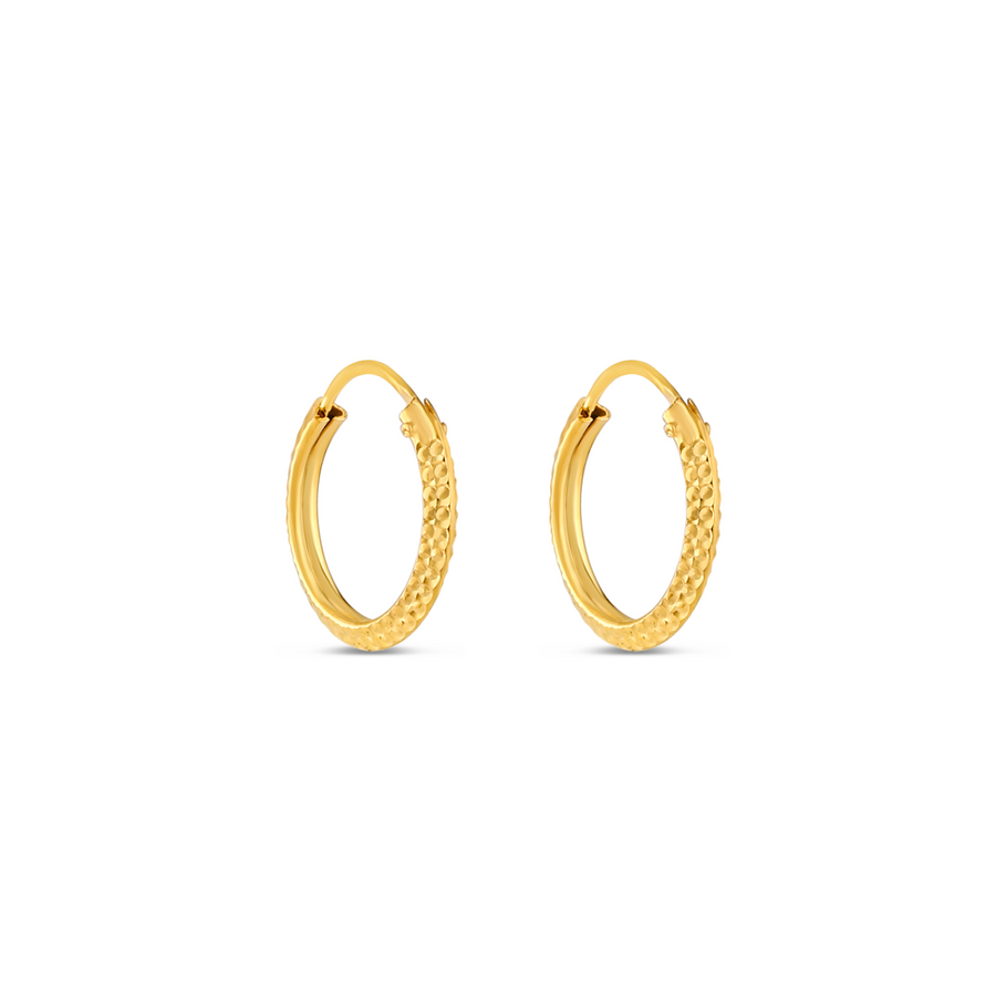 SMALL 22 KARAT DIAMOND CUT HOOPS