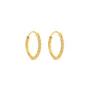 MEDIUM 22 KARAT DIAMOND CUT HOOPS