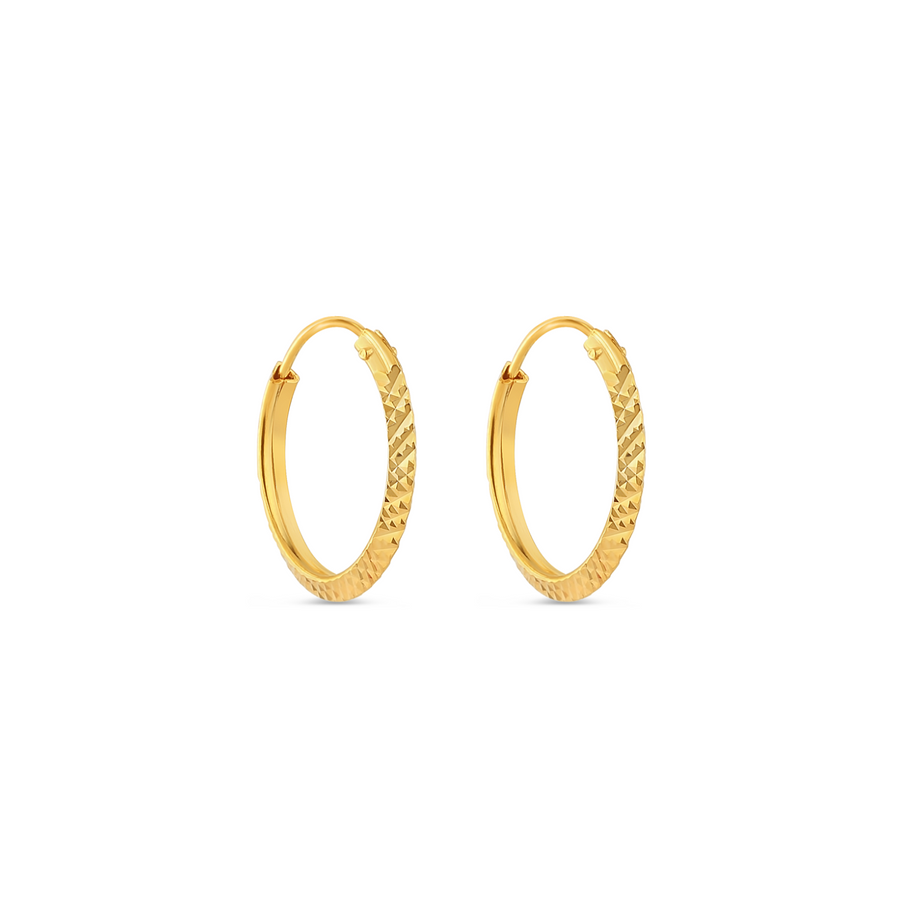 MEDIUM 22 KARAT DIAMOND CUT HOOPS
